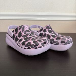 CROCS Kids Pink and Black Leopard Print Clogs